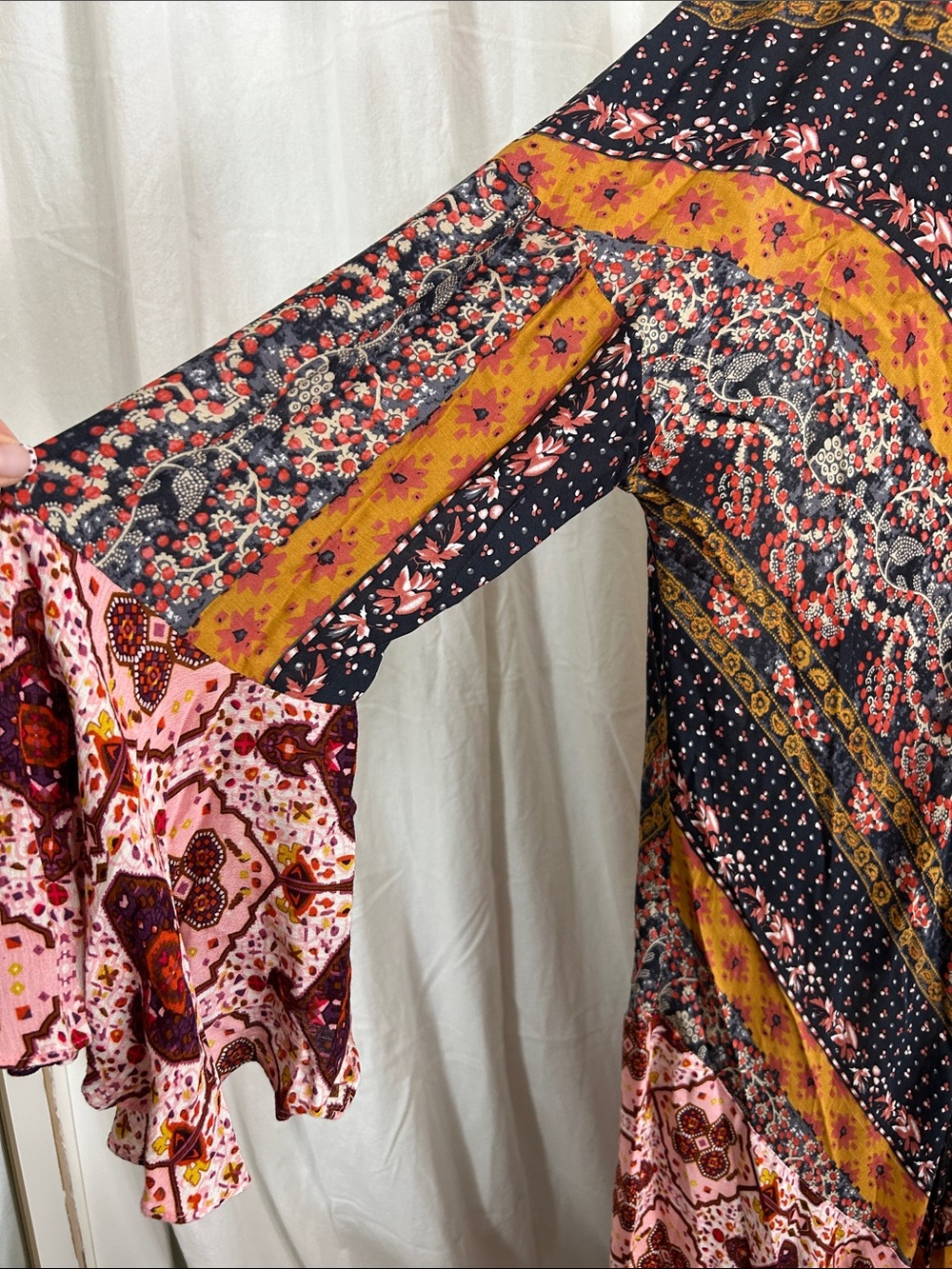 Like New Maxi Kimono Hi Low long flutter sleeve Duster Robe open top size XL - Picture 6 of 9